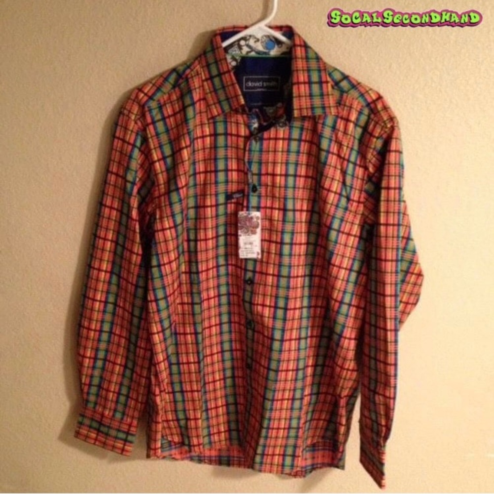 David Smith Australia Mens Medium Saffron Long Sleeve Dress Shirt Nwt